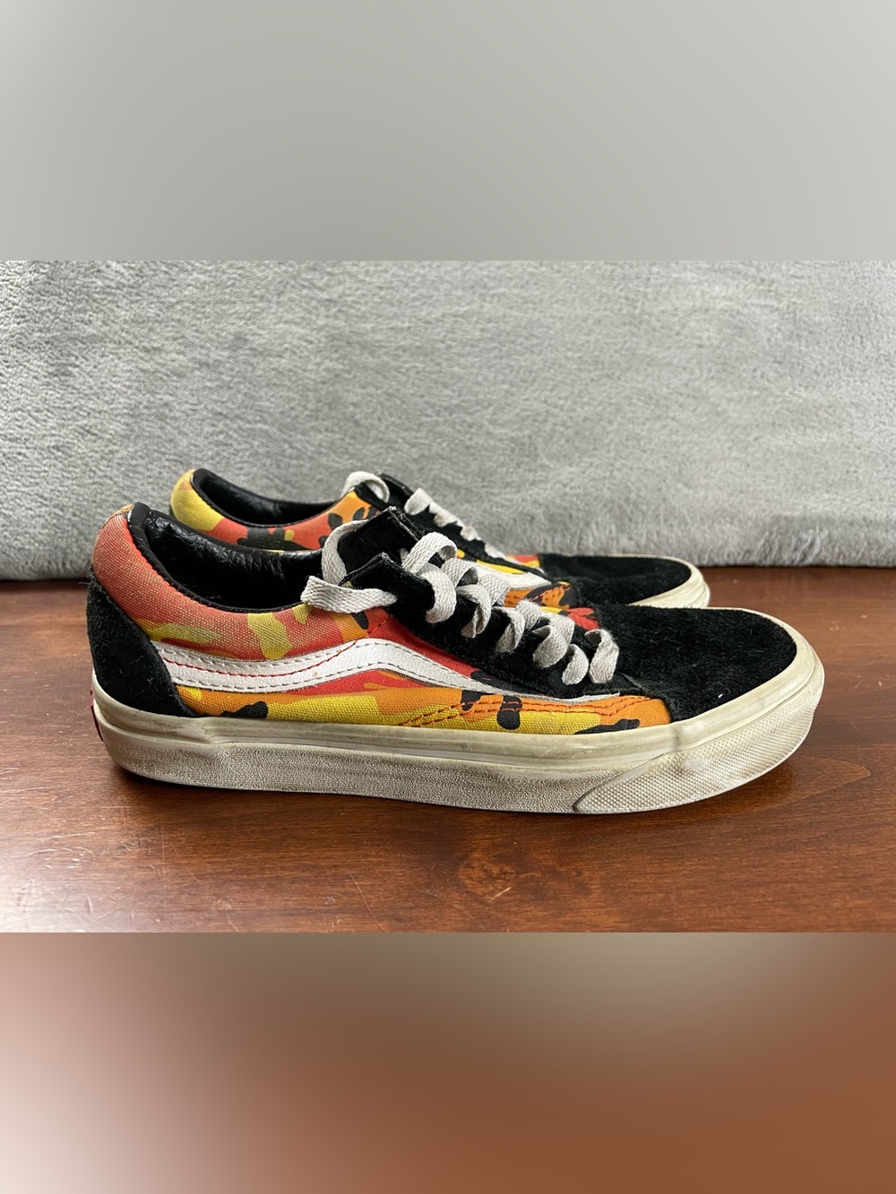 Vans Orange Camo Canvas Suede Skate Shoes MENS 4 Women’s 5.5 500714 Used Worn